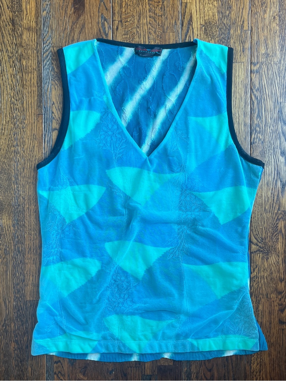 Custo Barcelona Vintage Y2K Sleeveless V-Neck Women’s Top in Teal Blue